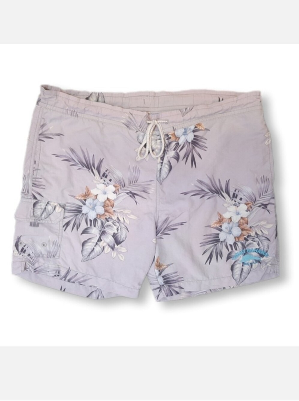 TOMMY BAHAMA Hawaiian Floral Swim Trunks Tropical Cargo Bathing Suit